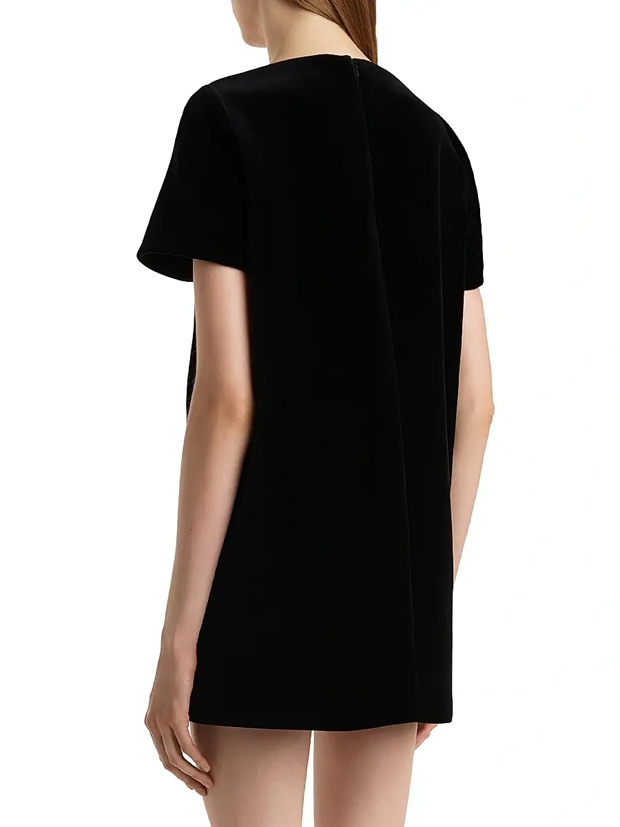 Khaite Women's Benji Velvet Shift Minidress - Black | Thumbnail 3
