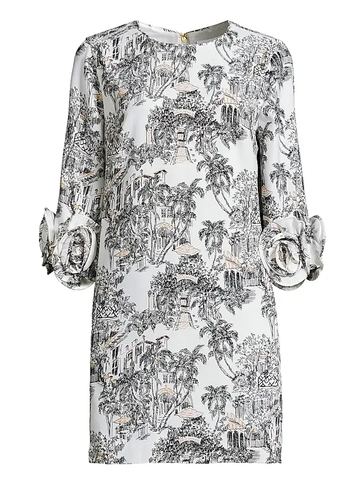 Lilly Pulitzer Women's Lu Rosette-Cuff Toile Crêpe Minidress