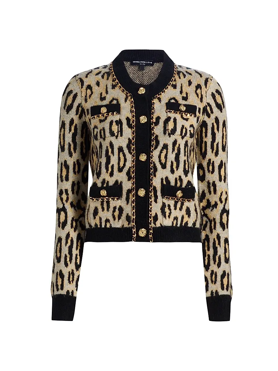 Generation Love Women's Selma Leopard-Pattern Cardigan - Leopard | Image 1 Generation Love Women's Selma Leopard-Pattern Cardigan - Leopard | Image 1
