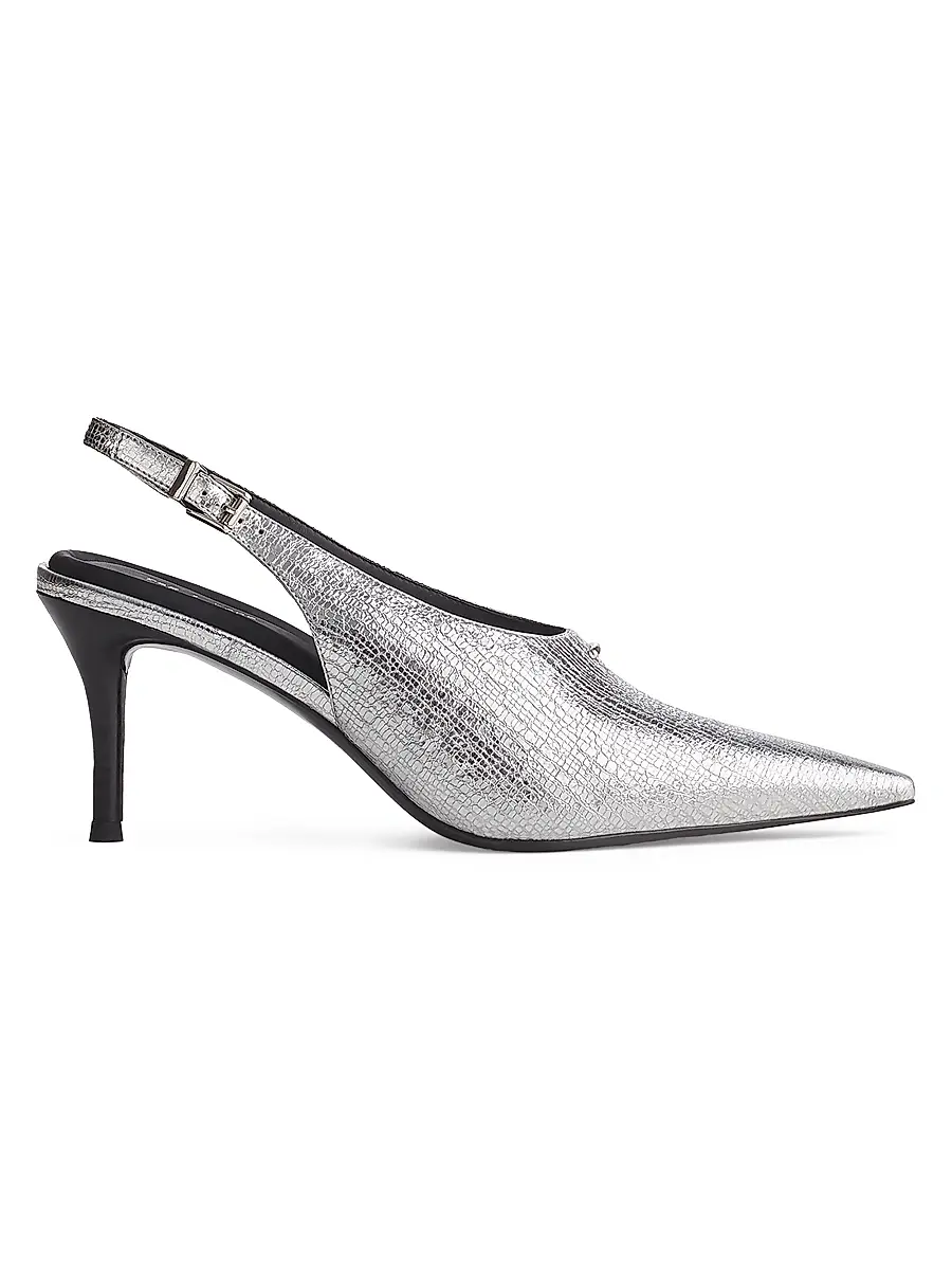 rag & bone Women's Mercer 75MM Metallic Leather Slingback Pumps