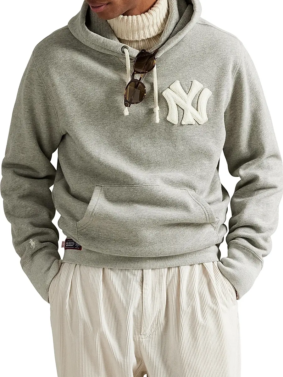 Polo Ralph Lauren Men's New York Yankees Cotton Fleece Hoodie - Dark Sport Heather | Thumbnail 3 Polo Ralph Lauren Men's New York Yankees Cotton Fleece Hoodie - Dark Sport Heather | Thumbnail 3