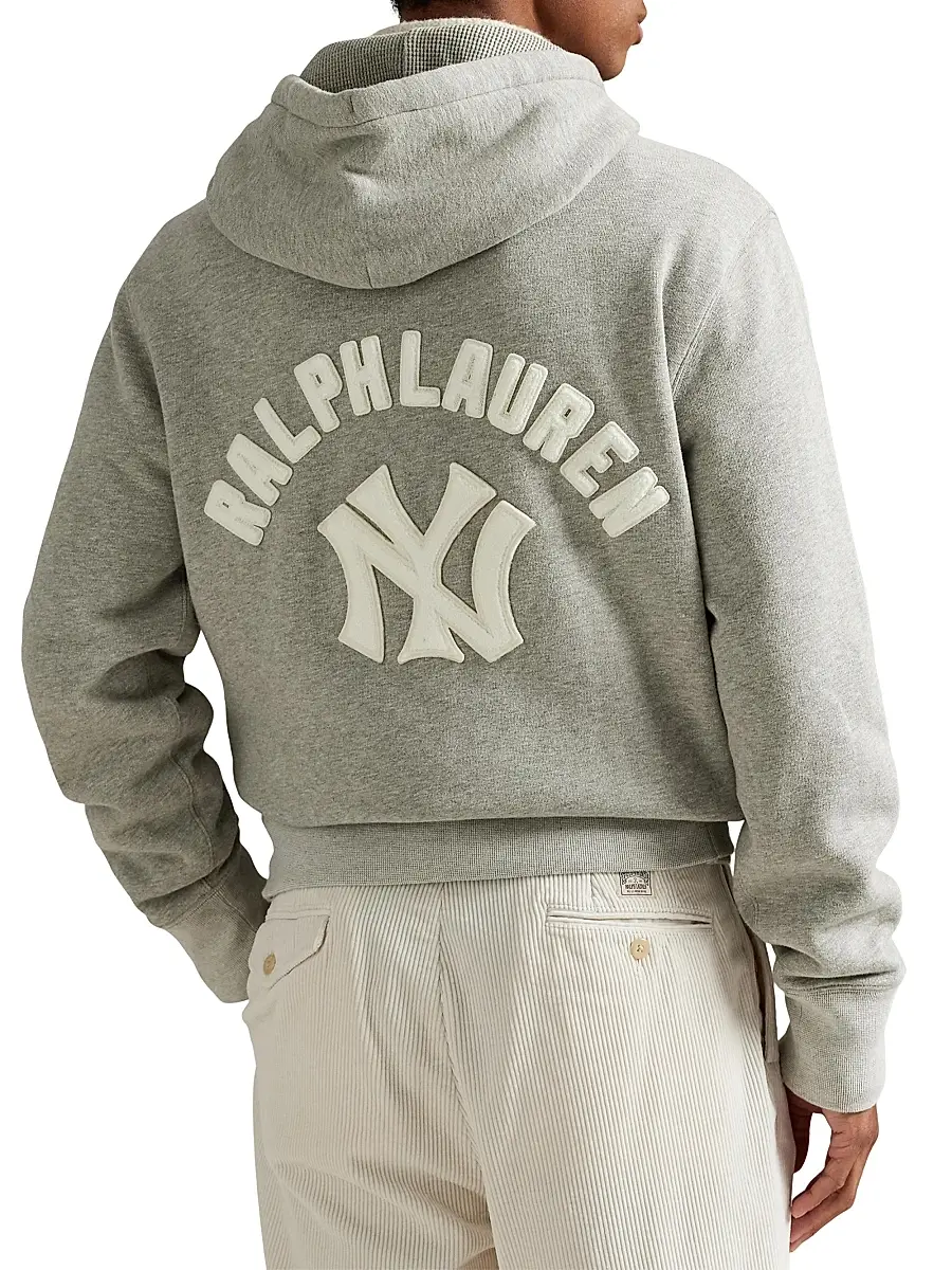 Polo Ralph Lauren Men's New York Yankees Cotton Fleece Hoodie - Dark Sport Heather | Thumbnail 4 Polo Ralph Lauren Men's New York Yankees Cotton Fleece Hoodie - Dark Sport Heather | Thumbnail 4