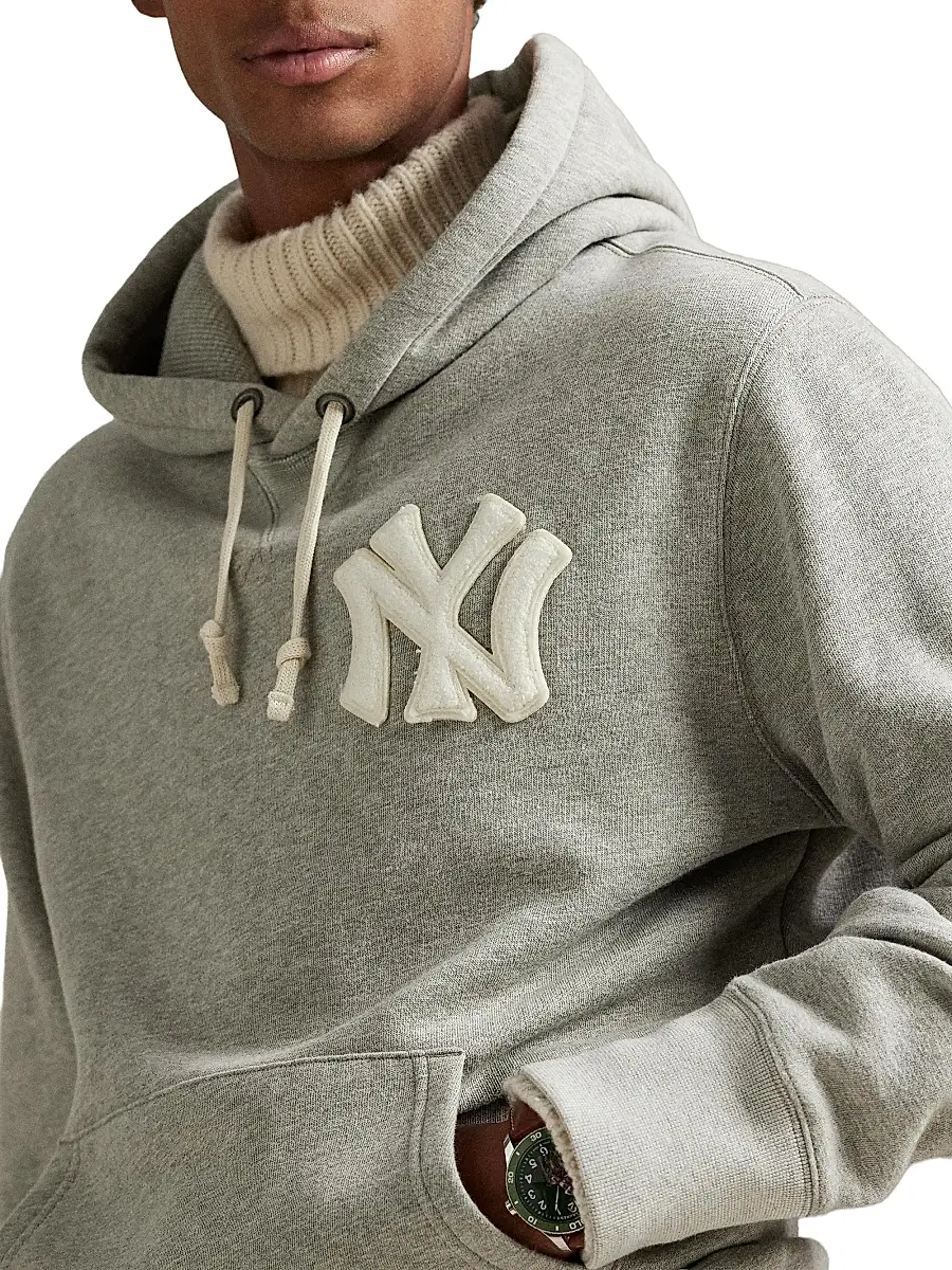 Polo Ralph Lauren Men's New York Yankees Cotton Fleece Hoodie - Dark Sport Heather | Thumbnail 5 Polo Ralph Lauren Men's New York Yankees Cotton Fleece Hoodie - Dark Sport Heather | Thumbnail 5