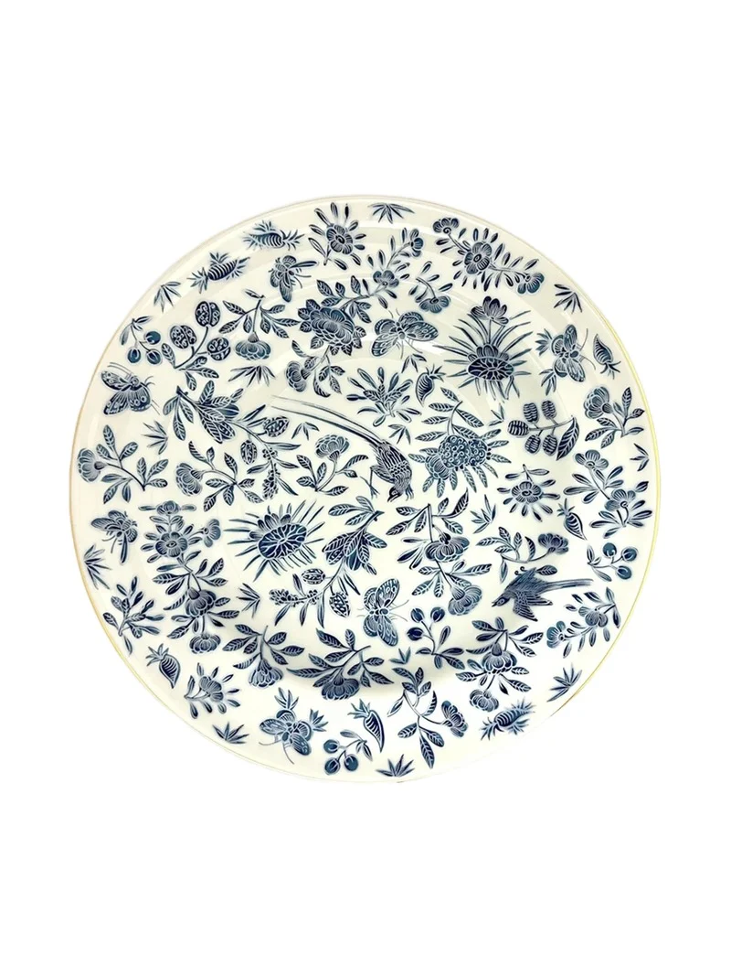 Mottahedeh Sacred Bird & Butterfly Porcelain Rimmed Soup Plate