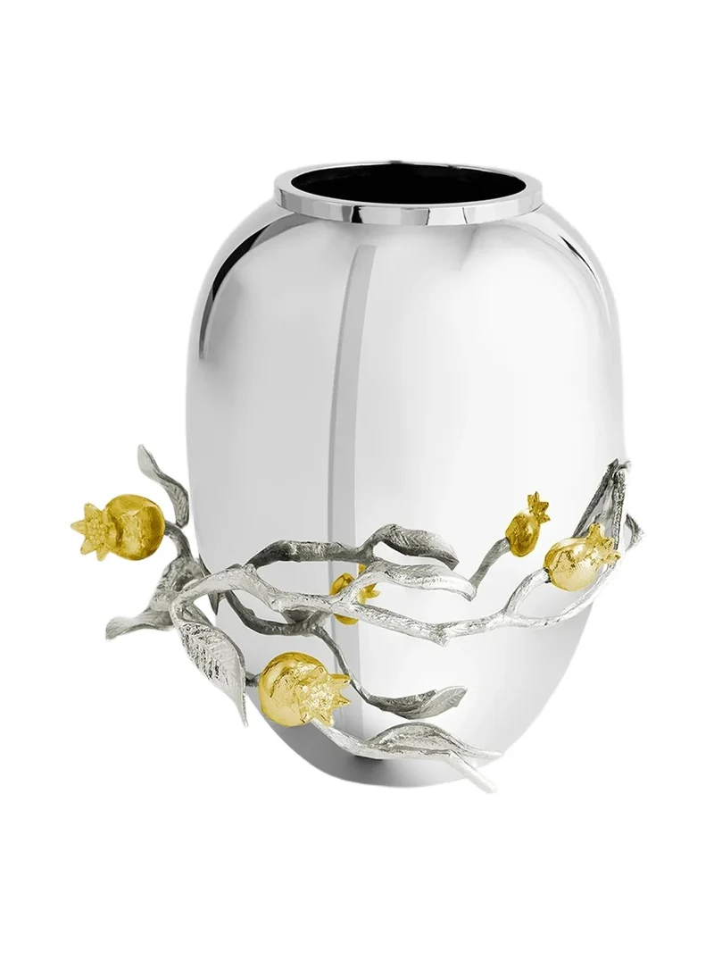 Michael Aram Medium Pomegranate Silver & Gold Vase - Grey Yellow
