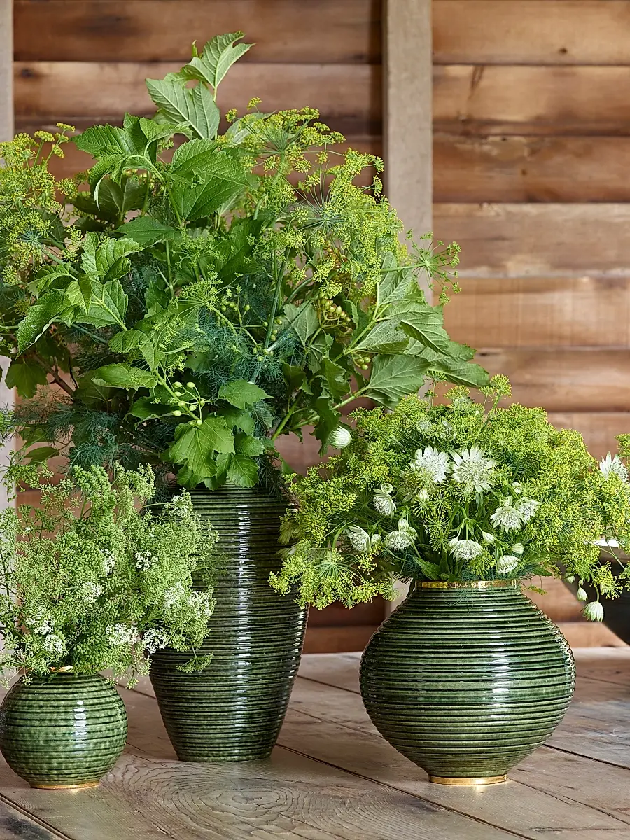 AERIN Calinda Round 10K Gold & Ceramic Vase | Thumbnail 2