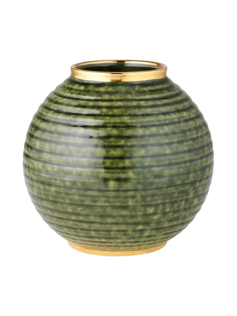AERIN Calinda Round 10K Gold & Ceramic Vase