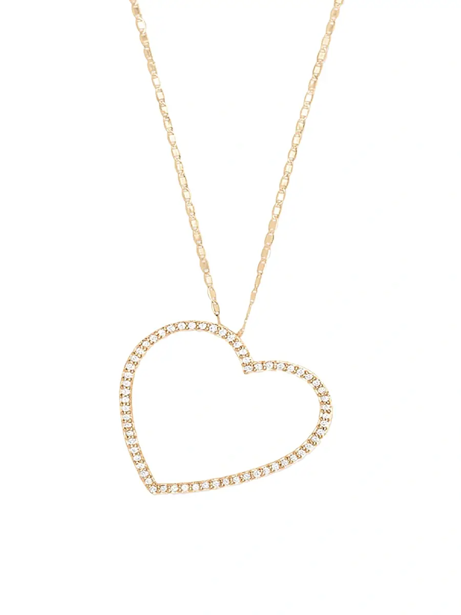 Women's 14K Gold & Diamond Flawless Heart Pendant Necklace
