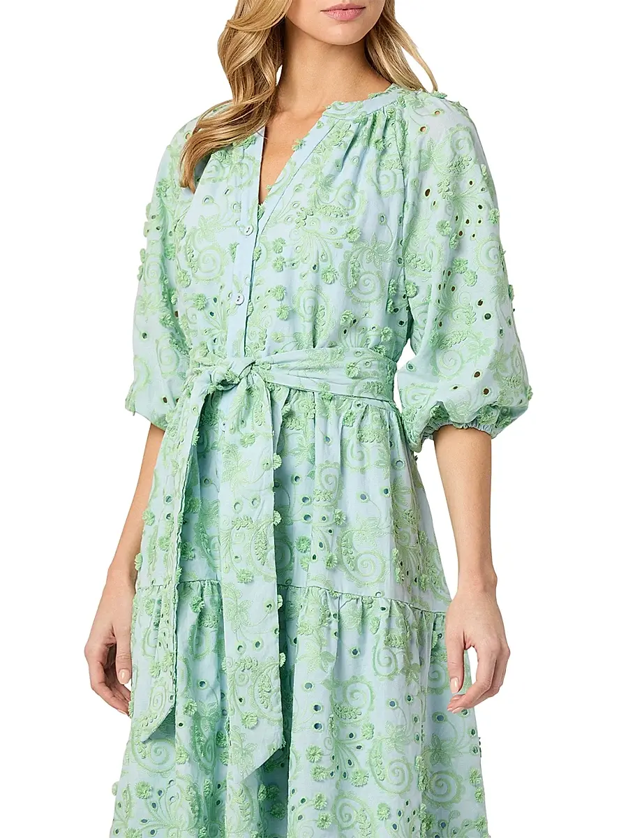Shoshanna Women's Denver Tiered Eyelet-Embroidered Midi-Dress | Thumbnail 4 Shoshanna Women's Denver Tiered Eyelet-Embroidered Midi-Dress | Thumbnail 4