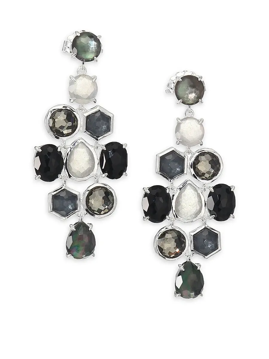 Ippolita Women's Rock Candy Black Tie Semi-Precious Multi-Stone & Sterling Silver Cascade Chandelier Earrings - Silver Black | Image 1 Ippolita Women's Rock Candy Black Tie Semi-Precious Multi-Stone & Sterling Silver Cascade Chandelier Earrings - Silver Black | Image 1