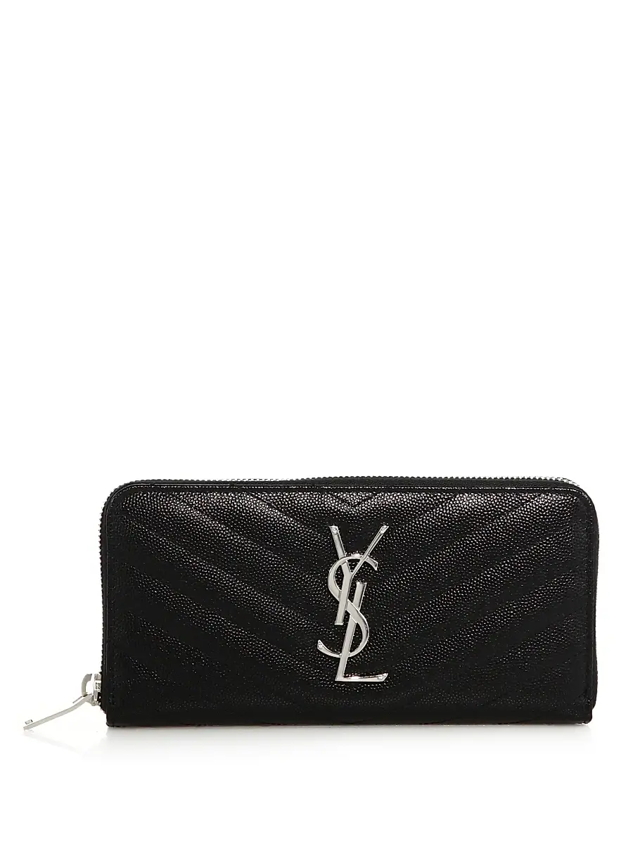 Saint Laurent Monogram Matelasse Leather Zip-Around Wallet