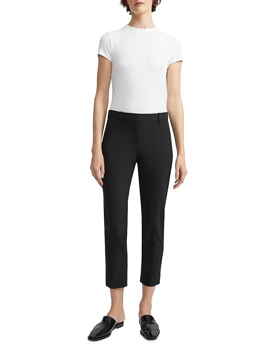 Theory Women's Treeca Good Wool Pleated Ankle-Crop Pants | Thumbnail 2