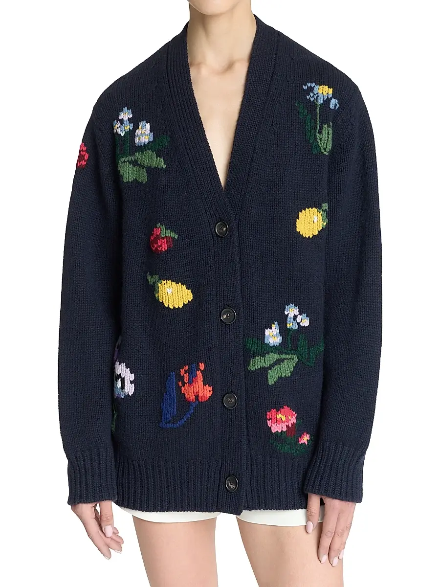 Malo Women's Dalia Cashmere Cardigan Sweater - Navy | Thumbnail 2 Malo Women's Dalia Cashmere Cardigan Sweater - Navy | Thumbnail 2