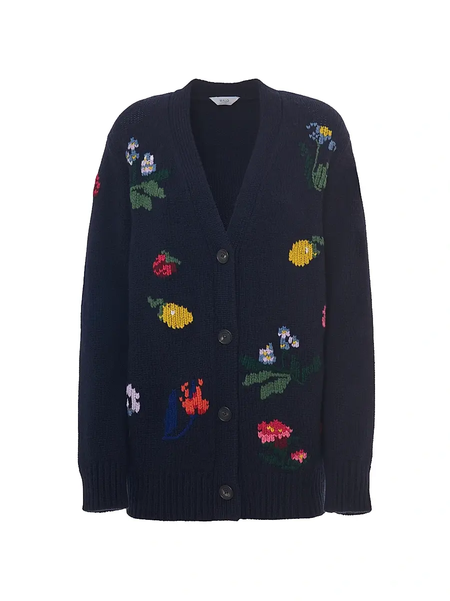 Malo Women's Dalia Cashmere Cardigan Sweater - Navy | Image 1 Malo Women's Dalia Cashmere Cardigan Sweater - Navy | Image 1