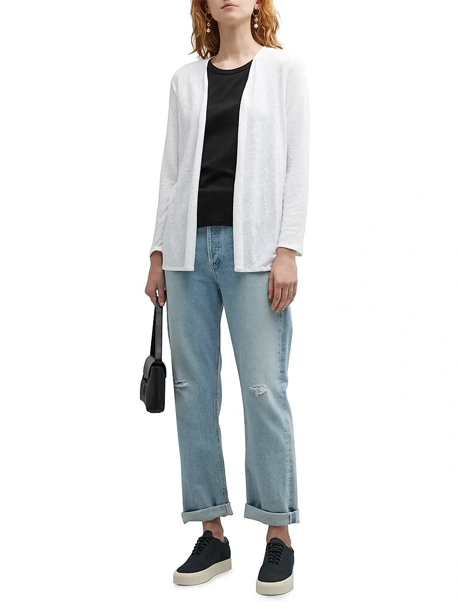 MAJESTIC FILATURES Women's Stretch Linen Open-Front Cardigan | Thumbnail 2
