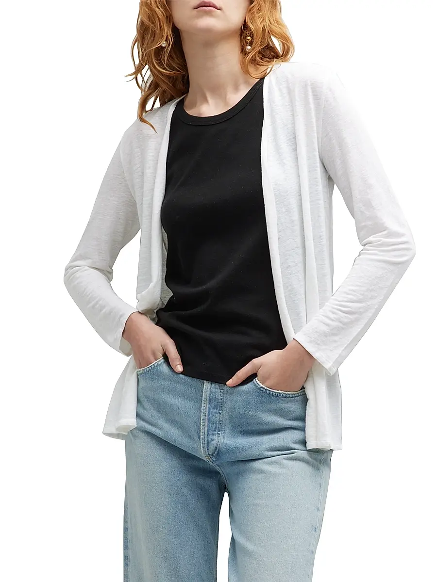 MAJESTIC FILATURES Women's Stretch Linen Open-Front Cardigan | Thumbnail 3