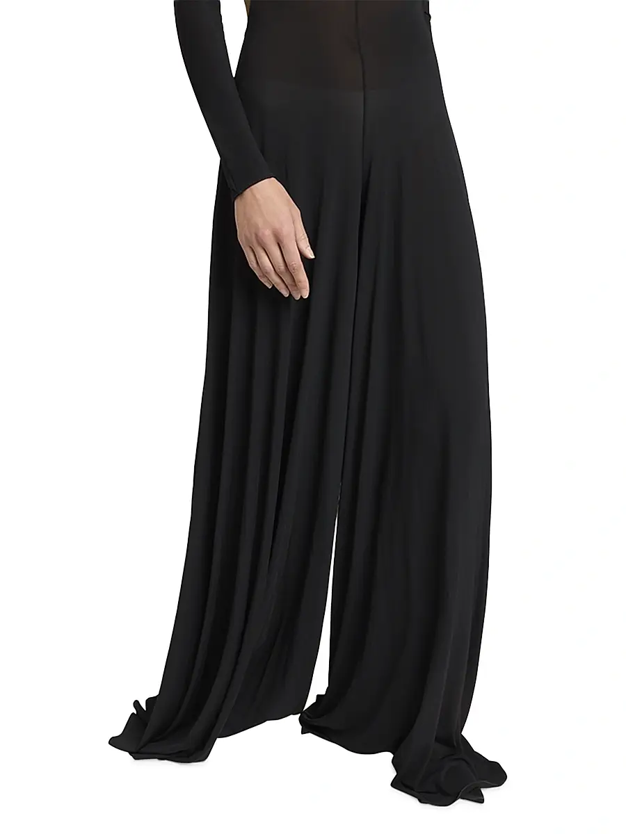 Alaïa Women's Sheer-Knit Wide-Leg Turtleneck Jumpsuit - Noir Alaia | Thumbnail 5 Alaïa Women's Sheer-Knit Wide-Leg Turtleneck Jumpsuit - Noir Alaia | Thumbnail 5