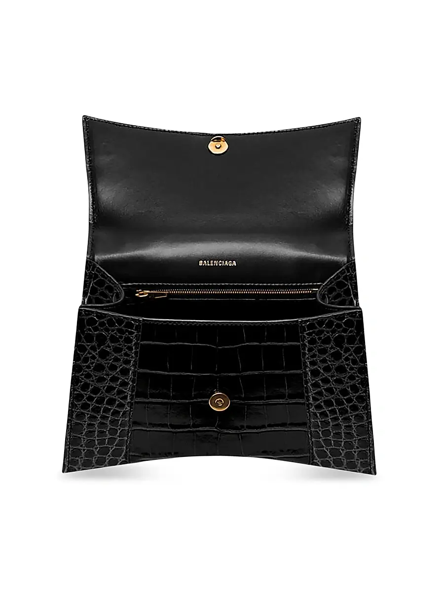 Balenciaga Women's Hourglass Small Handbag Crocodile Embossed | Thumbnail 4 Balenciaga Women's Hourglass Small Handbag Crocodile Embossed | Thumbnail 4