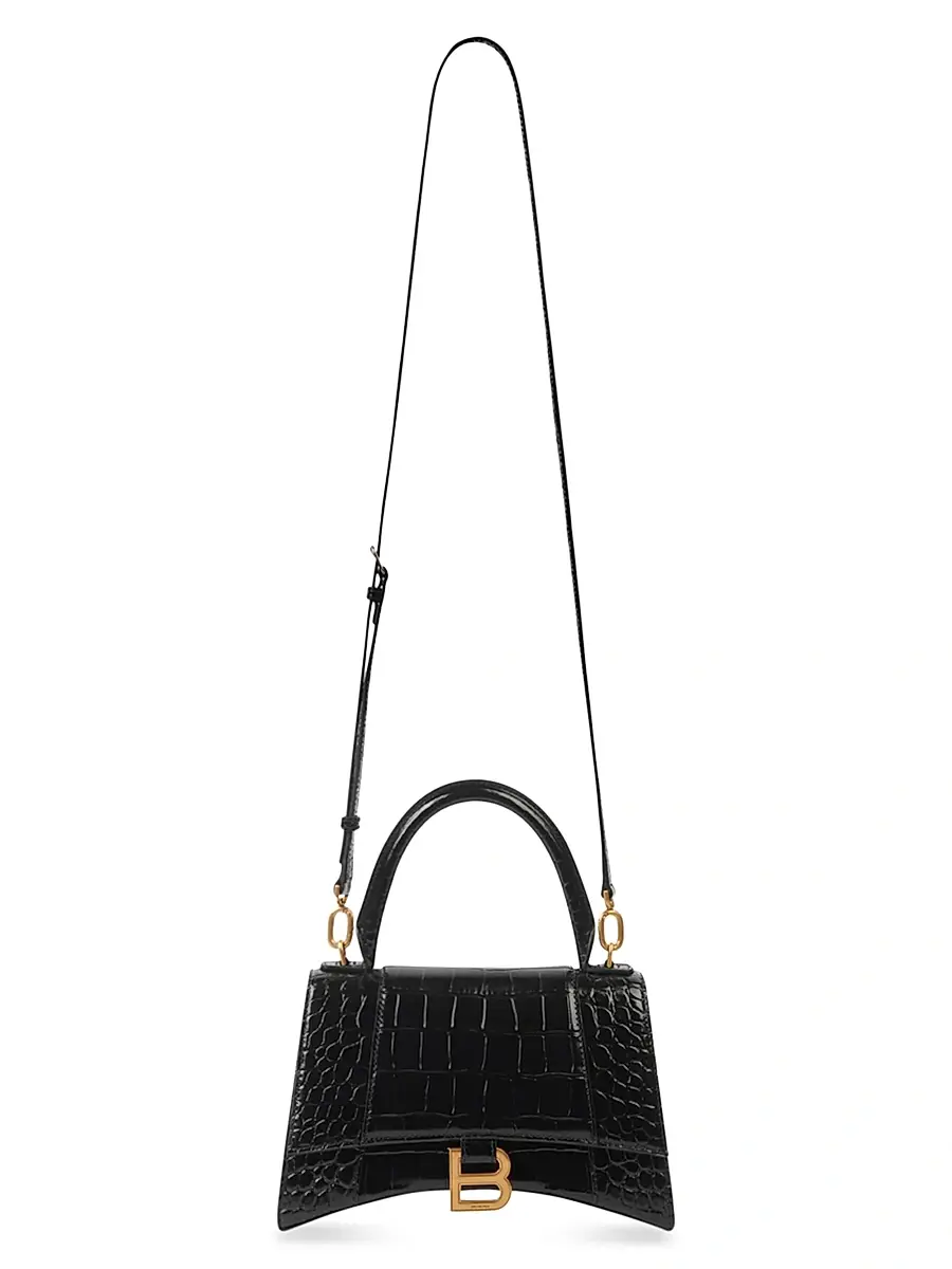 Balenciaga Women's Hourglass Small Handbag Crocodile Embossed | Thumbnail 5 Balenciaga Women's Hourglass Small Handbag Crocodile Embossed | Thumbnail 5