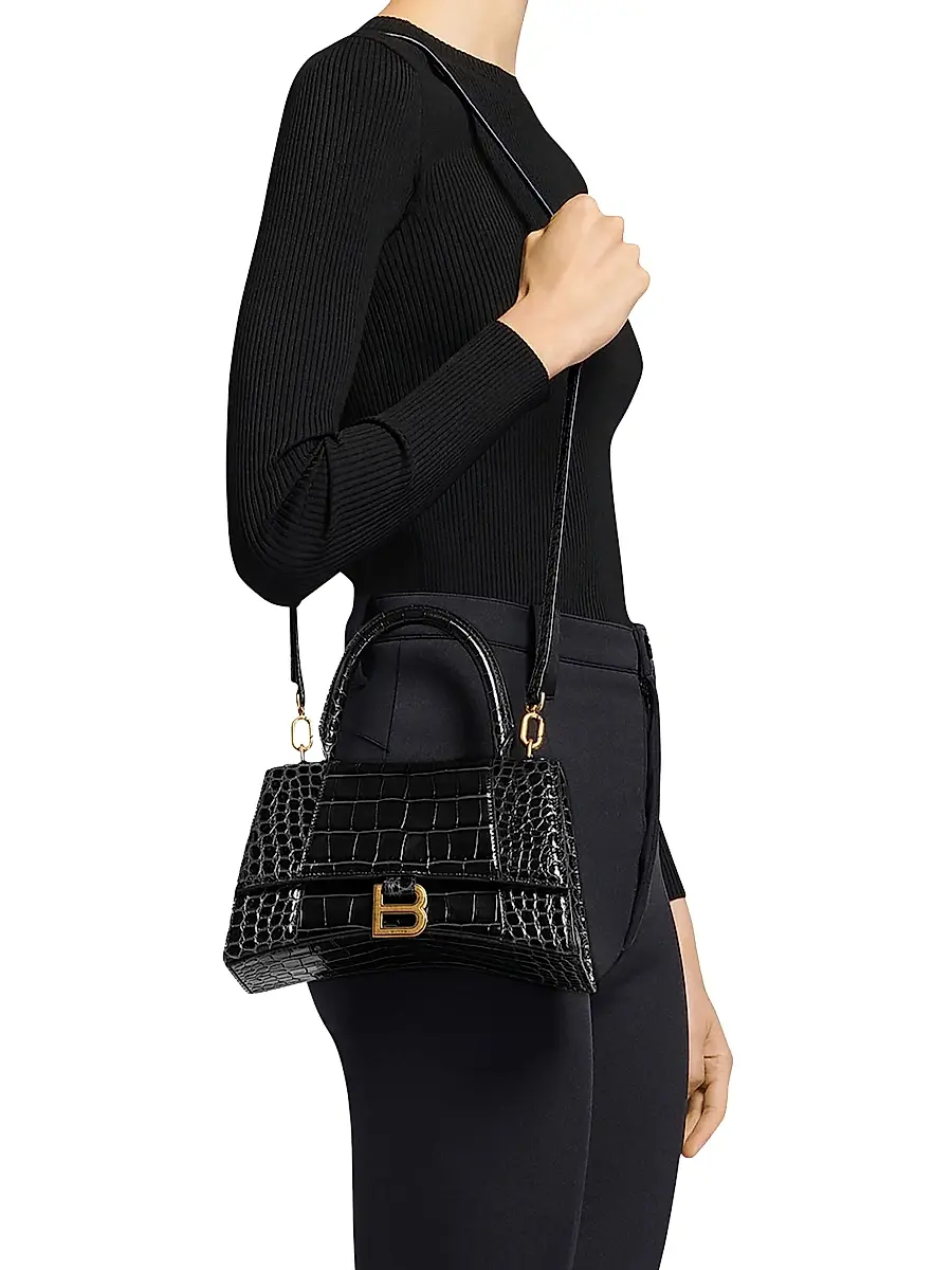 Balenciaga Women's Hourglass Small Handbag Crocodile Embossed | Thumbnail 6 Balenciaga Women's Hourglass Small Handbag Crocodile Embossed | Thumbnail 6