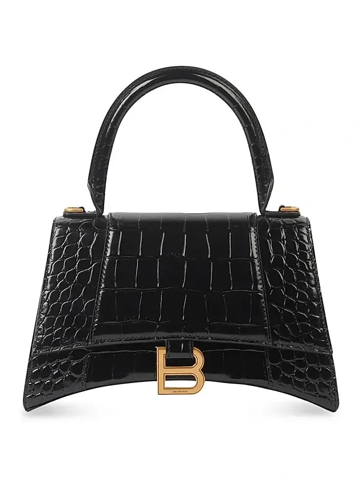 Women's Hourglass Small Handbag Crocodile Embossed Women's Hourglass Small Handbag Crocodile Embossed