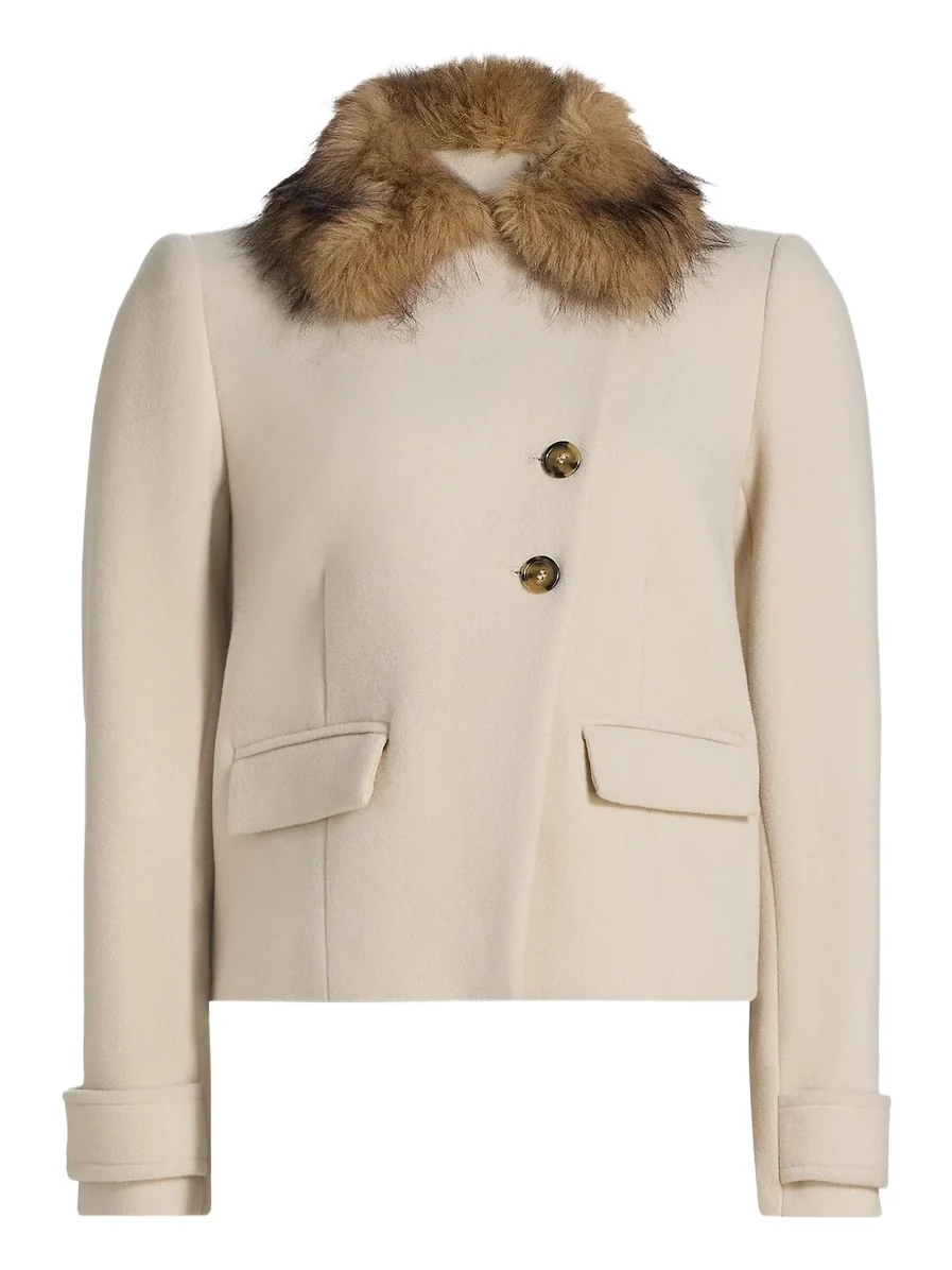 Women's Terry Faux Fur-Trim Boxy Coat