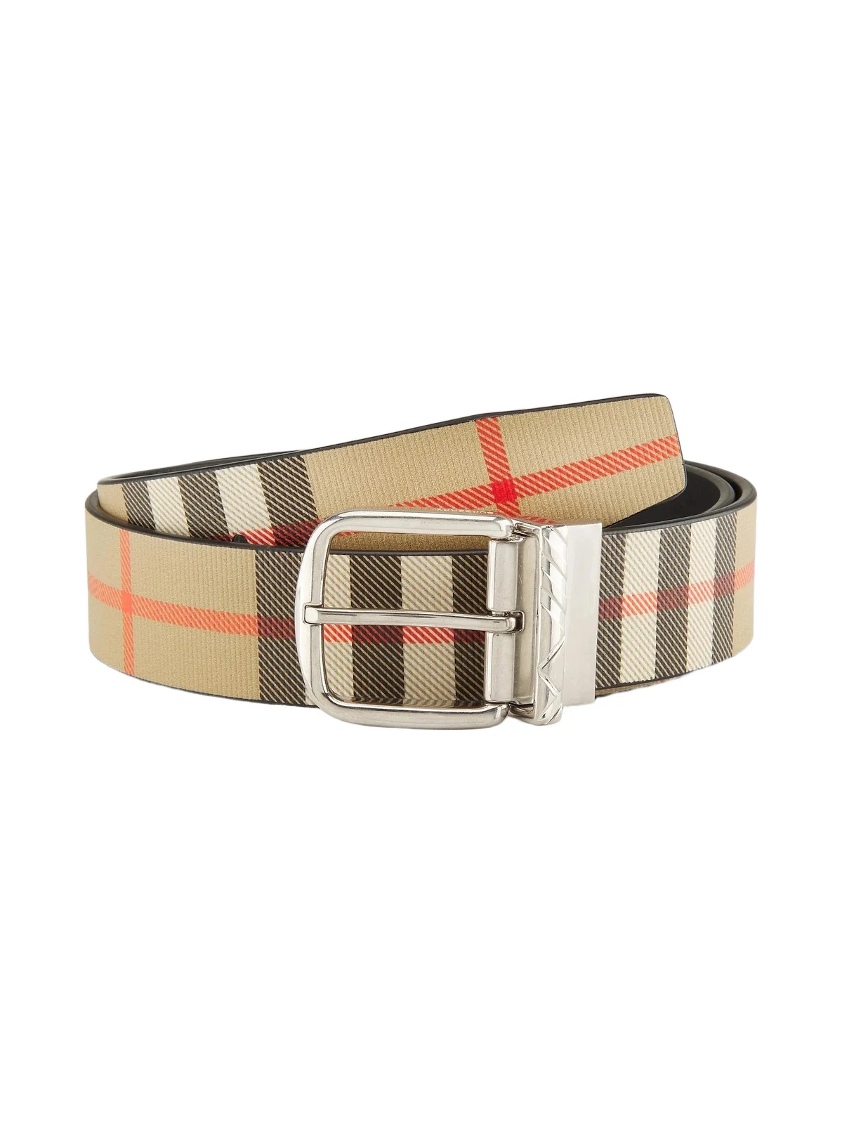 Burberry Men's Reversible Check B Buckle Belt