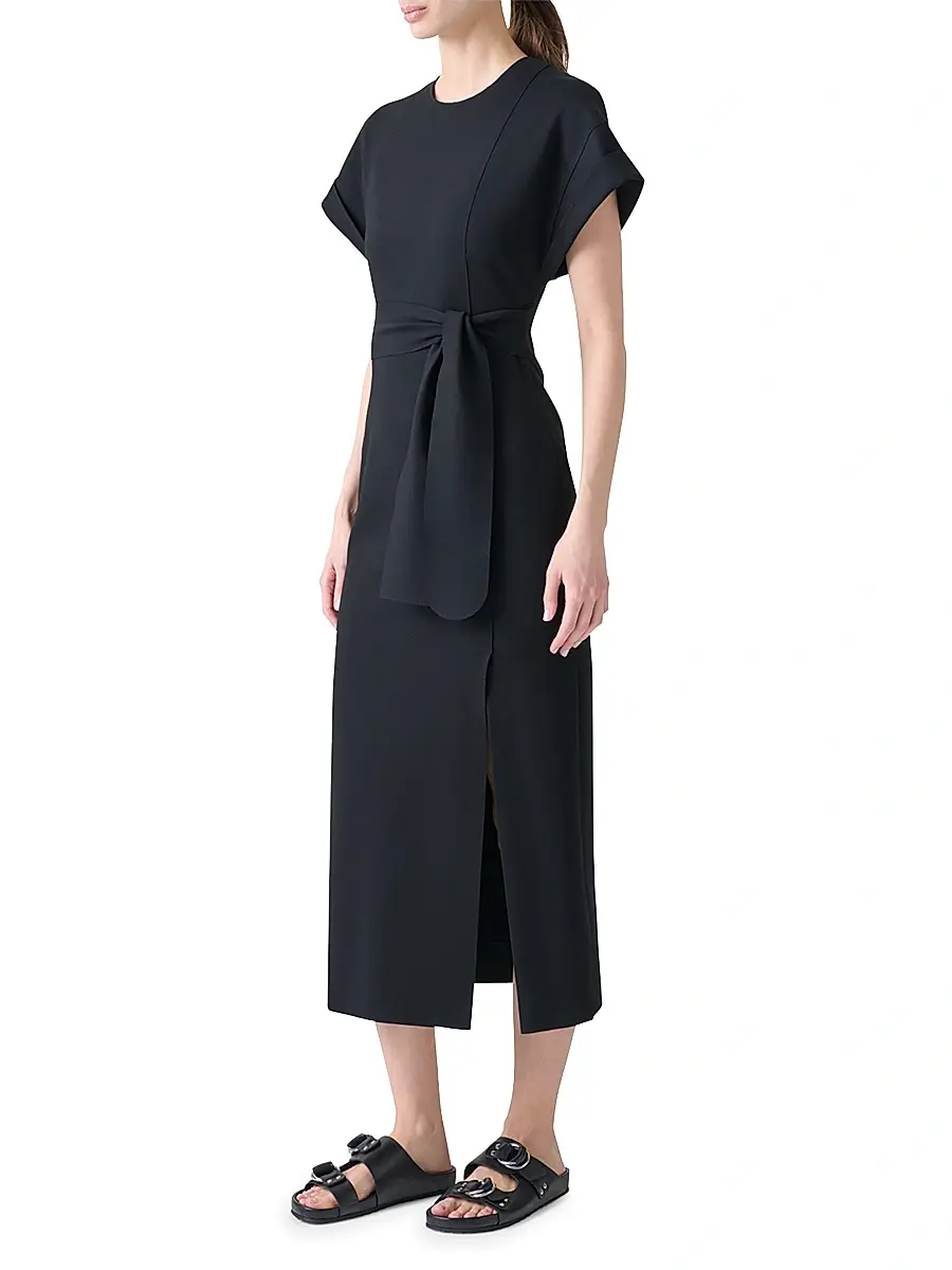Akris punto Women's XL Dot Cutout Short-Sleeve Belted Midi-Dress | Thumbnail 3