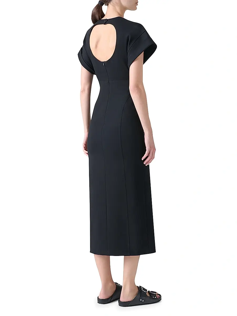 Akris punto Women's XL Dot Cutout Short-Sleeve Belted Midi-Dress | Thumbnail 4