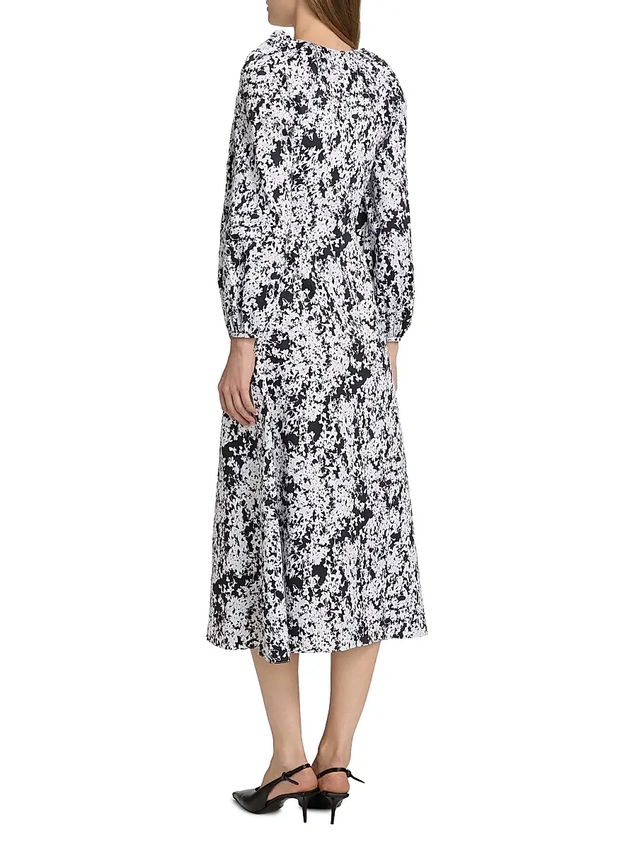 Kika Vargas Women's Calli Floral Stretch-Cotton V-Neck Midi-Dress | Thumbnail 5