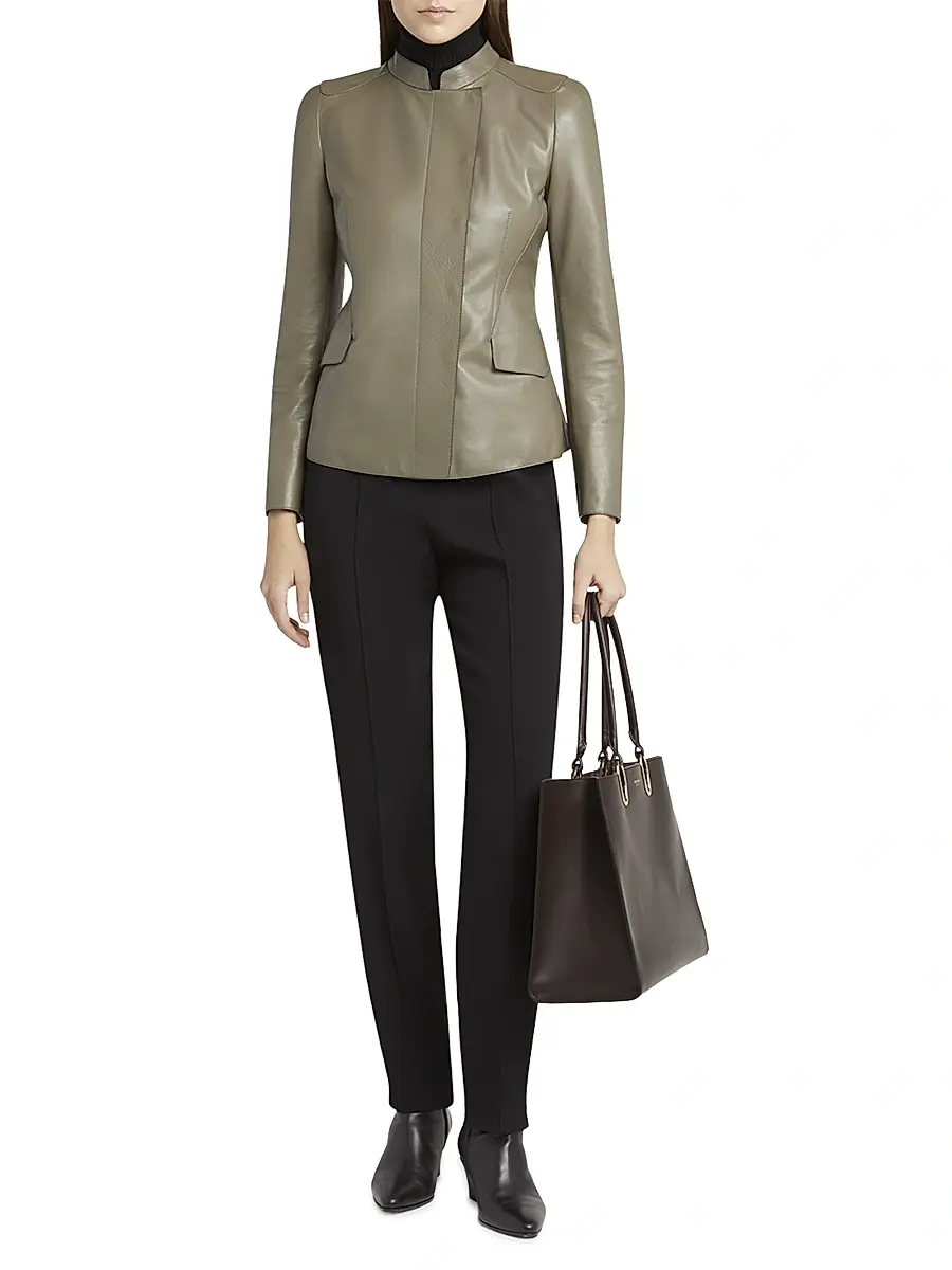 Giorgio Armani Women's Leather Tailored Jacket | Thumbnail 2 Giorgio Armani Women's Leather Tailored Jacket | Thumbnail 2