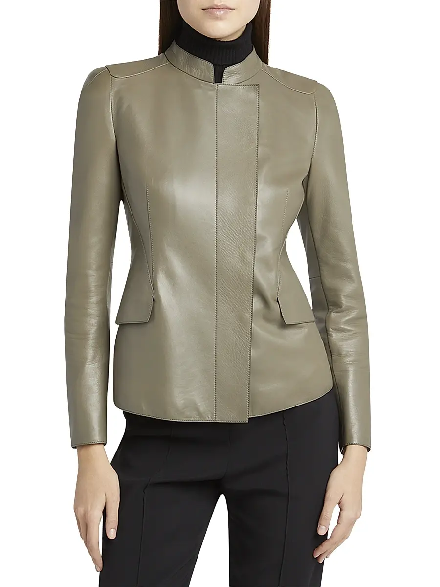 Giorgio Armani Women's Leather Tailored Jacket | Thumbnail 3 Giorgio Armani Women's Leather Tailored Jacket | Thumbnail 3