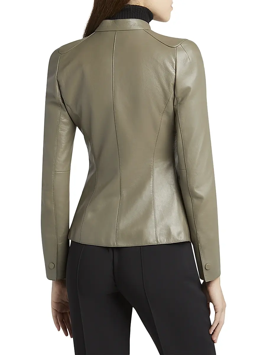 Giorgio Armani Women's Leather Tailored Jacket | Thumbnail 4 Giorgio Armani Women's Leather Tailored Jacket | Thumbnail 4