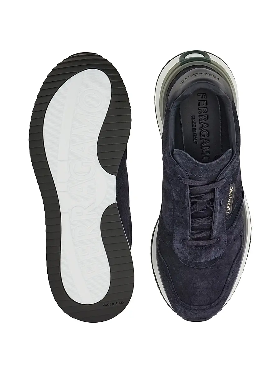 FERRAGAMO Men's America Low-Top Sneakers - Navy | Thumbnail 4 FERRAGAMO Men's America Low-Top Sneakers - Navy | Thumbnail 4