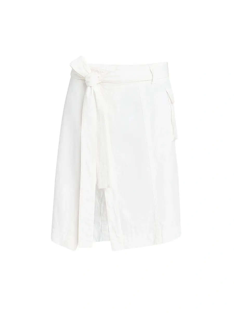FERRAGAMO Women's Cotton-Blend Wrap Knee-Length Skirt - Mascarpone | Image 1 FERRAGAMO Women's Cotton-Blend Wrap Knee-Length Skirt - Mascarpone | Image 1