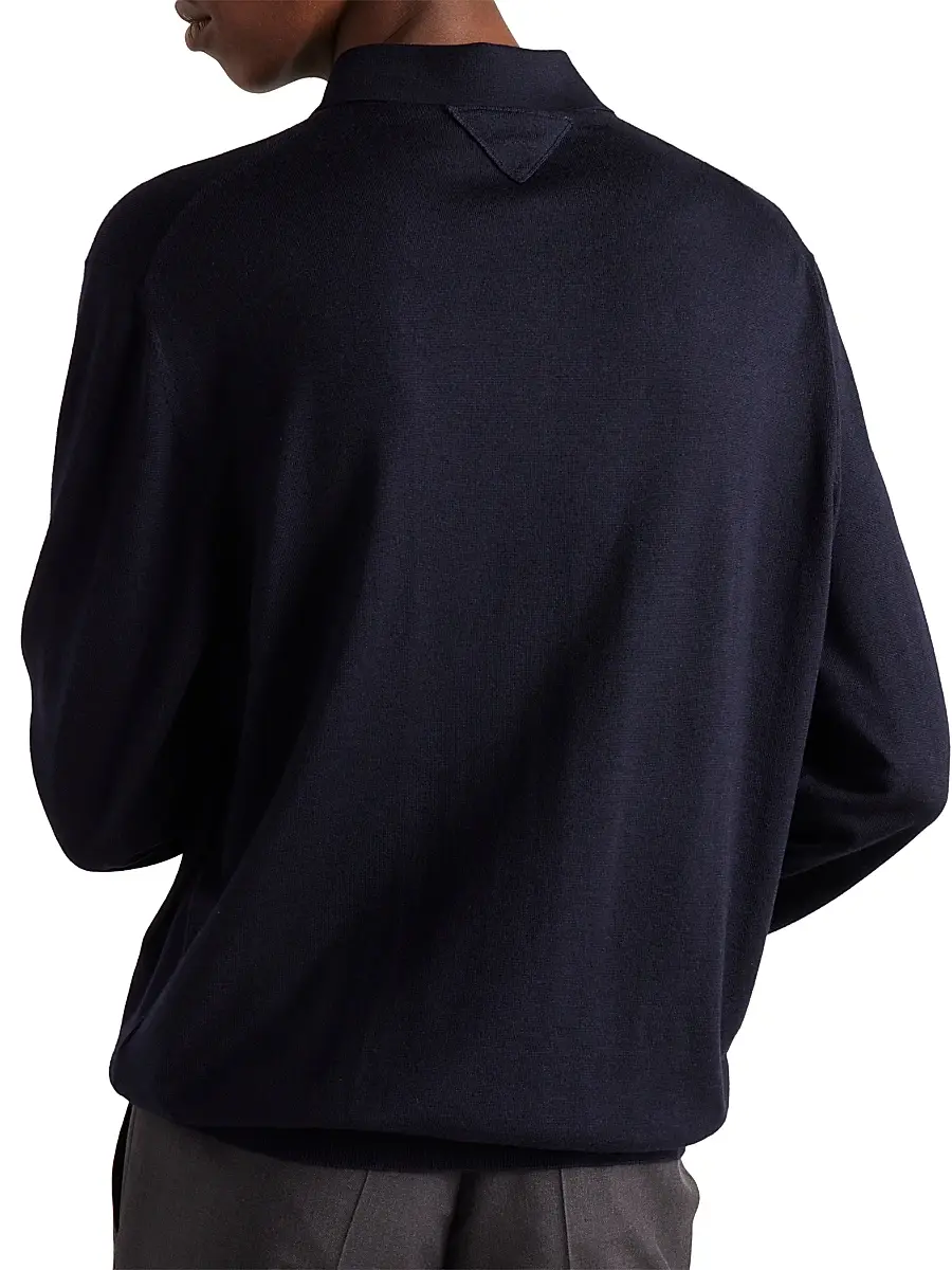 Prada Men's Cashmere and Silk Polo Shirt - Grey | Thumbnail 12 Prada Men's Cashmere and Silk Polo Shirt - Grey | Thumbnail 12