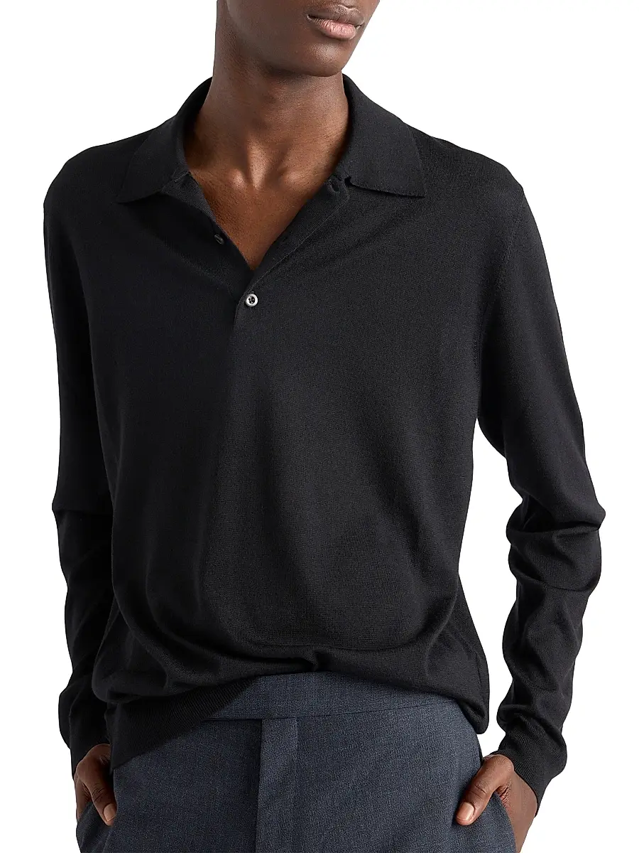 Prada Men's Cashmere and Silk Polo Shirt - Grey | Thumbnail 16 Prada Men's Cashmere and Silk Polo Shirt - Grey | Thumbnail 16