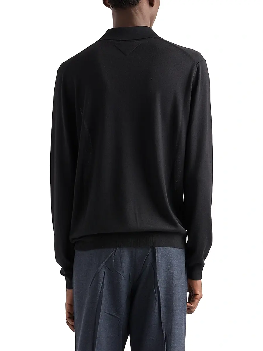 Prada Men's Cashmere and Silk Polo Shirt - Grey | Thumbnail 18 Prada Men's Cashmere and Silk Polo Shirt - Grey | Thumbnail 18