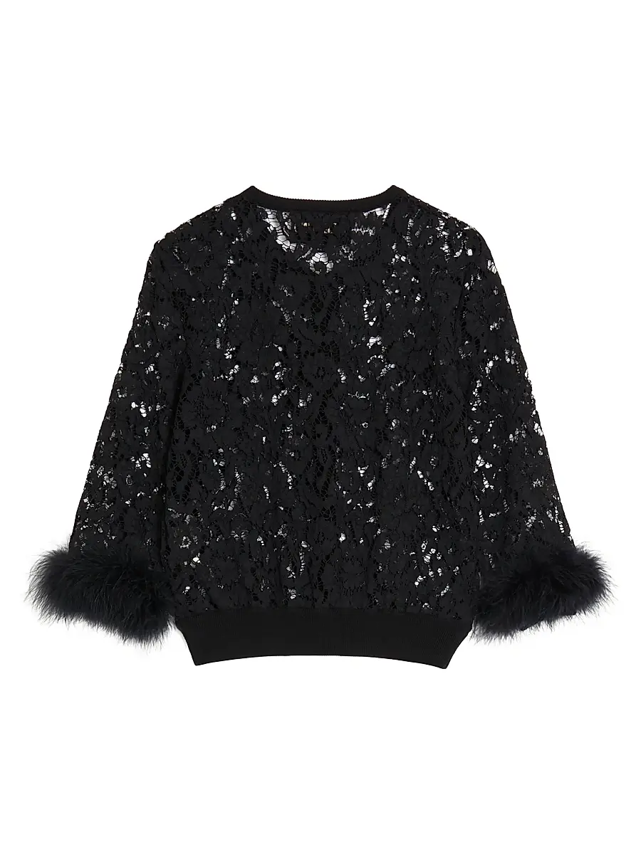 Valentino Women's Lace and Cotton Cardigan - Black | Thumbnail 2 Valentino Women's Lace and Cotton Cardigan - Black | Thumbnail 2