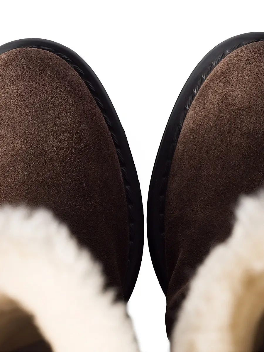 Miu Miu Women's Suede and Shearling Mid-Calf Boots - Brown | Thumbnail 2
