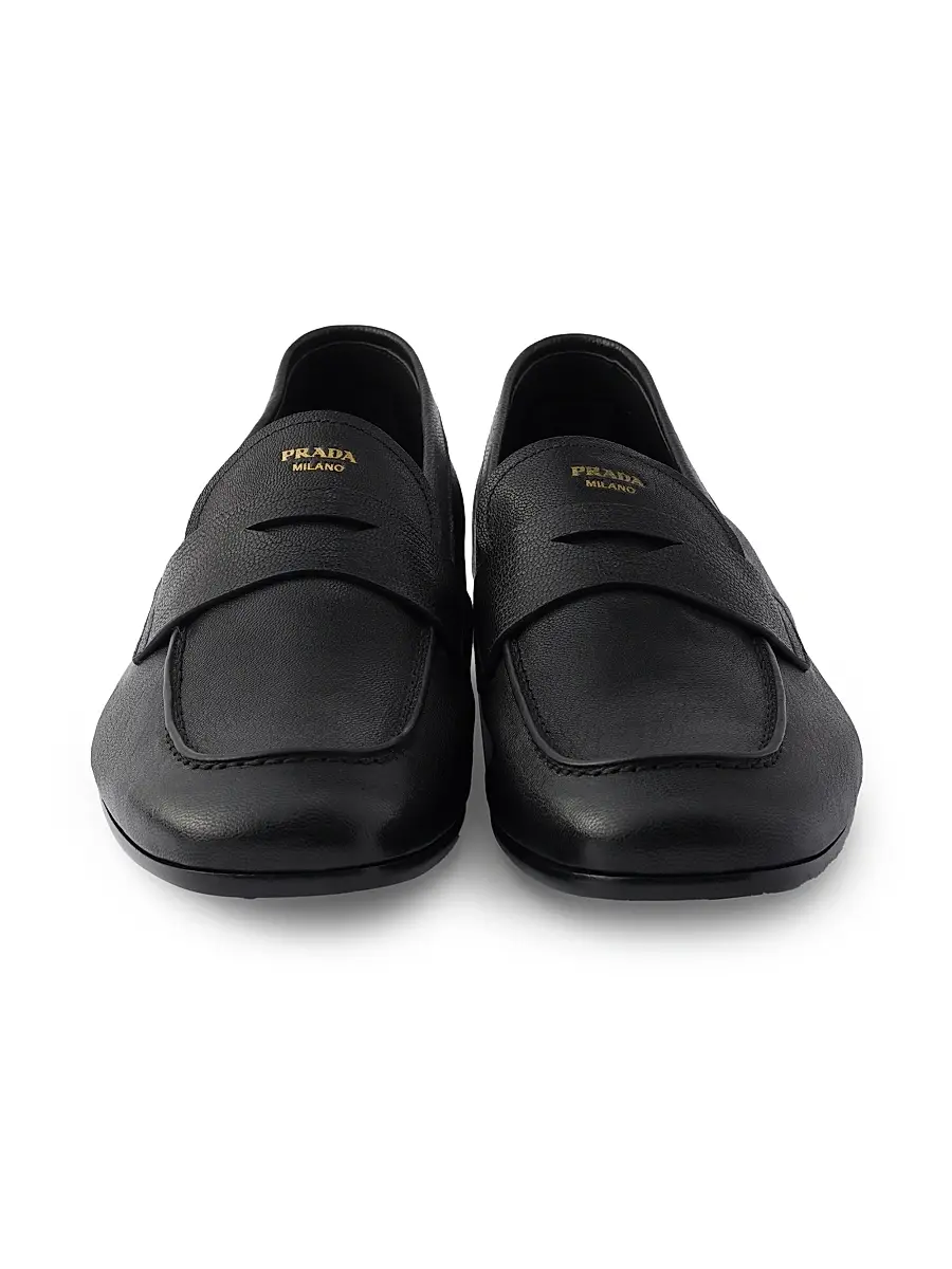 Prada Men's Leather Loafers - Black | Thumbnail 2