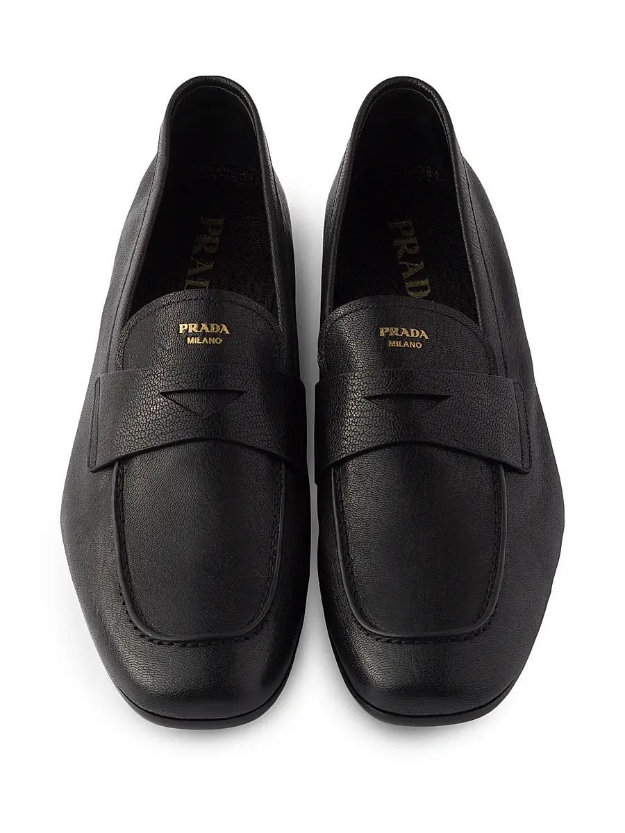 Prada Men's Leather Loafers - Black | Thumbnail 4