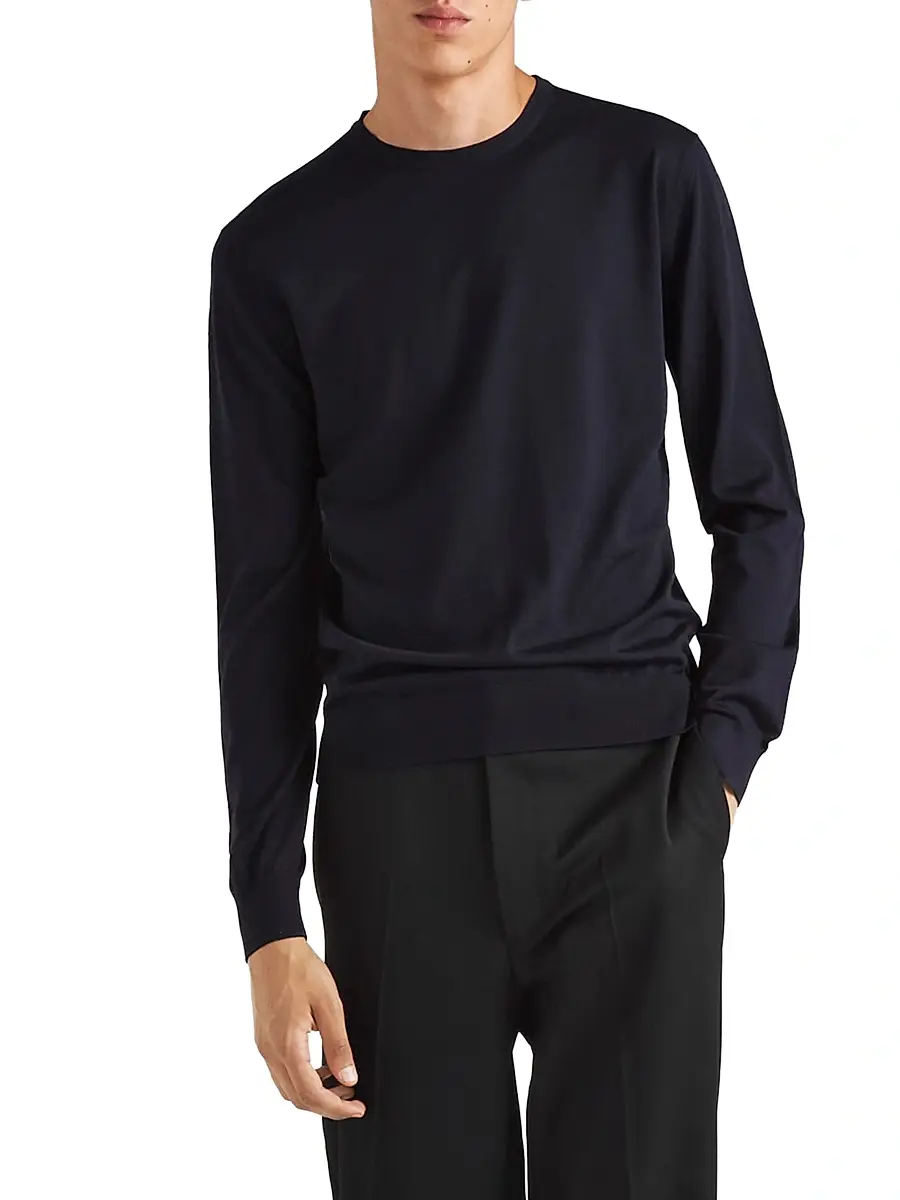 Prada Men's Superfine Wool Crewneck Sweater | Thumbnail 2 Prada Men's Superfine Wool Crewneck Sweater | Thumbnail 2