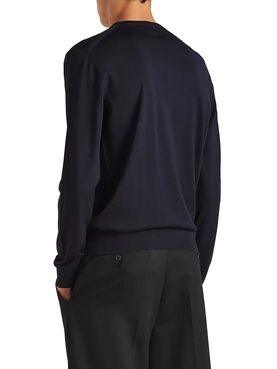 Prada Men's Superfine Wool Crewneck Sweater | Thumbnail 3 Prada Men's Superfine Wool Crewneck Sweater | Thumbnail 3