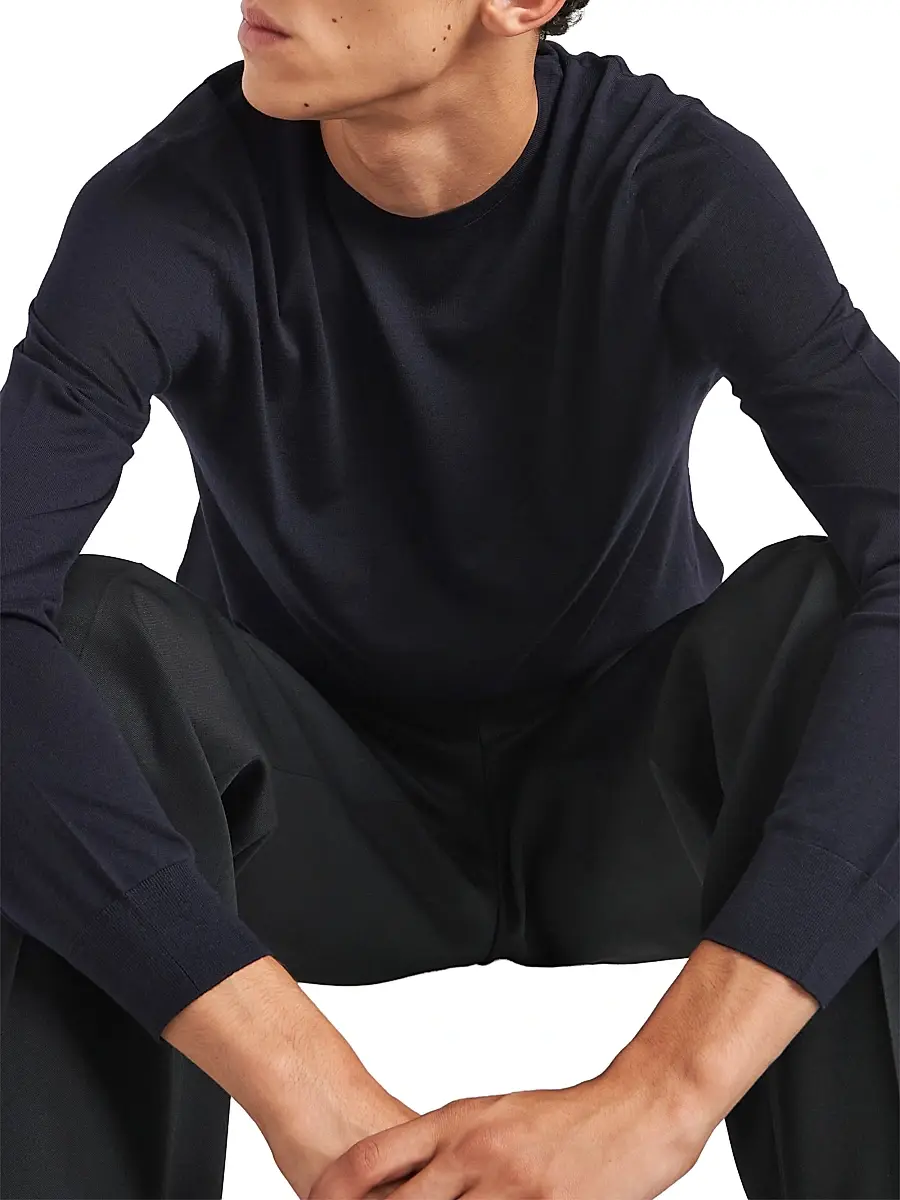 Prada Men's Superfine Wool Crewneck Sweater | Thumbnail 4 Prada Men's Superfine Wool Crewneck Sweater | Thumbnail 4