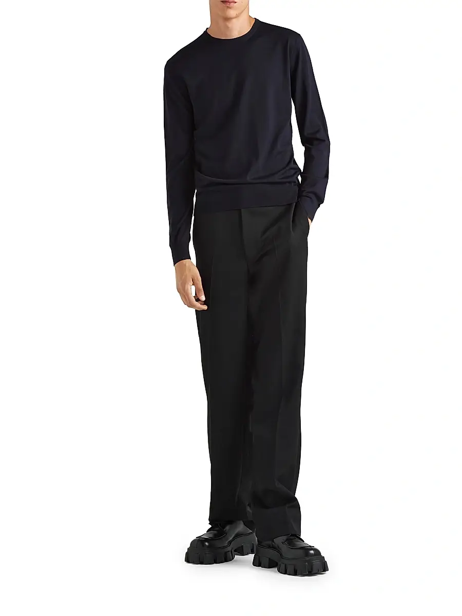 Prada Men's Superfine Wool Crewneck Sweater | Thumbnail 6 Prada Men's Superfine Wool Crewneck Sweater | Thumbnail 6