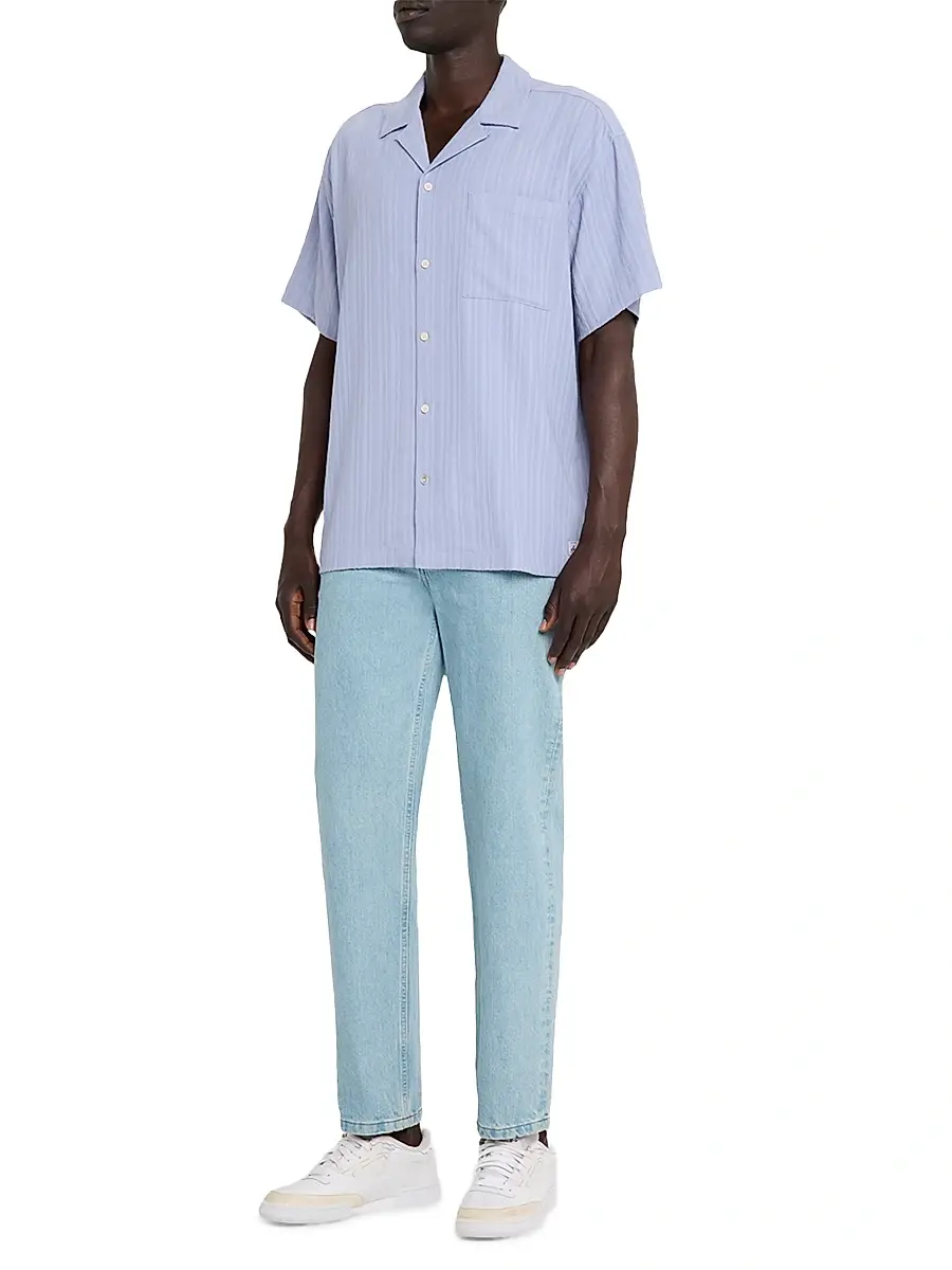 Scotch & Soda Men's Textured Striped Chest-Pocket Short-Sleeve Shirt | Thumbnail 2 Scotch & Soda Men's Textured Striped Chest-Pocket Short-Sleeve Shirt | Thumbnail 2