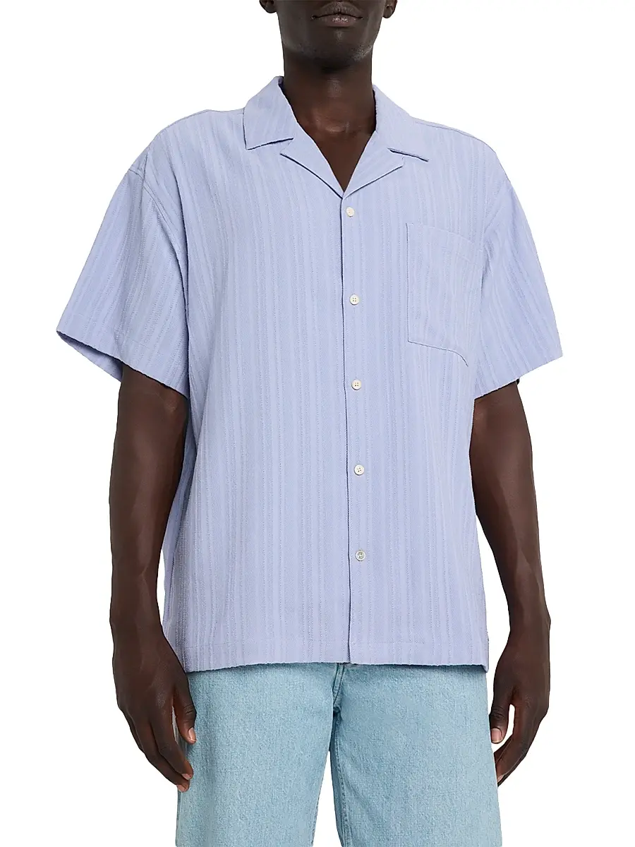 Scotch & Soda Men's Textured Striped Chest-Pocket Short-Sleeve Shirt | Thumbnail 3 Scotch & Soda Men's Textured Striped Chest-Pocket Short-Sleeve Shirt | Thumbnail 3