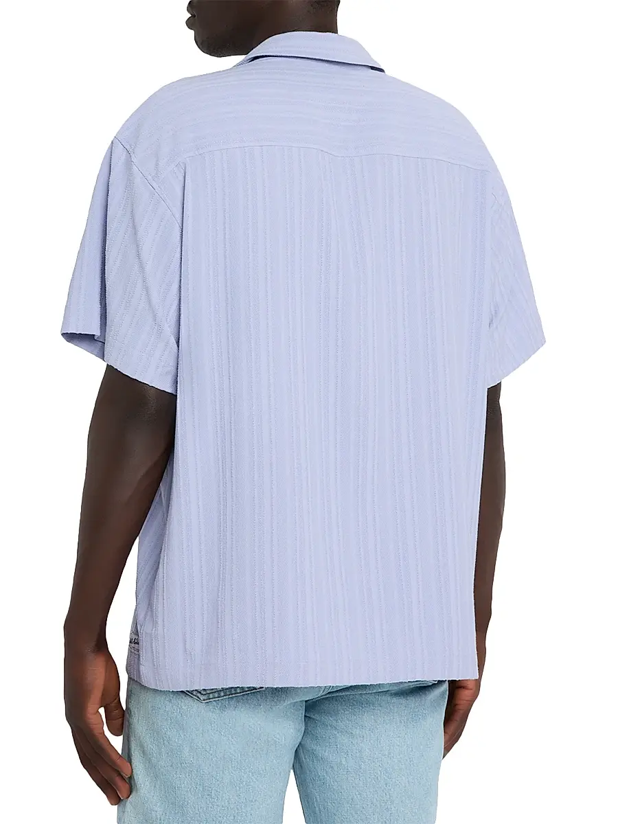 Scotch & Soda Men's Textured Striped Chest-Pocket Short-Sleeve Shirt | Thumbnail 4 Scotch & Soda Men's Textured Striped Chest-Pocket Short-Sleeve Shirt | Thumbnail 4