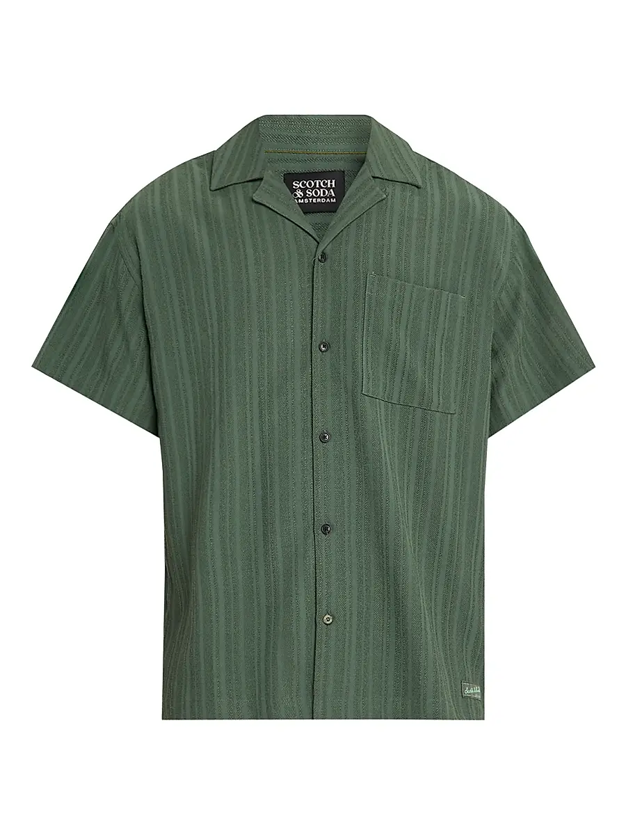Scotch & Soda Men's Textured Striped Chest-Pocket Short-Sleeve Shirt | Thumbnail 6 Scotch & Soda Men's Textured Striped Chest-Pocket Short-Sleeve Shirt | Thumbnail 6